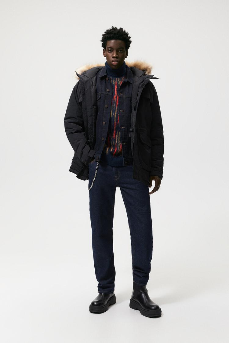 Zara quilted parka with hood sales